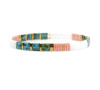 Zebrago Tile Bracelet Multicolor Bohemian Style Japan Miyuki bead Elastic Bracelet for Women Girls, 9", Glass, crystal