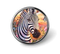 Zebras Butterflys on The Flower Round Enamel Brooch Pin Button Badges Decoration Hat Clothing Bag Accessories Gift Crafts