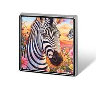 Zebras Butterflys on The Flower Square Enamel Brooch Pin Button Badges Decoration Hat Clothing Bag Accessories Gift Crafts