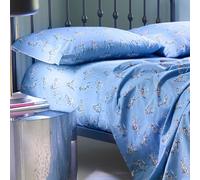 Zebras In Love Printed Blue Fitted Sheet, Soft & Comfortable, 100% BCI Cotton, Prancing Zebras Animal Print, Machine Washable, 4 Sizes - Super King - 180 x 200cm (71” x 79”), 30cm Depth (12”), 150TC