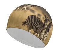 Zebras in The Grass of The Savanna Swim Cap Unisex Adult Swimming Cap Non Slip Pool Hat Comfortable Durable Easy to Put On and Off Waterproof Swim Hat Keep Hair Dry