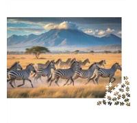 Zebras Jigsaw Puzzle 1000 Piece Recyclable Material Savanna Mountain Puzzles for Elderly Relieve Senile Dementia Fun Activity Great Gift Idea 70x50cm/1000pcs