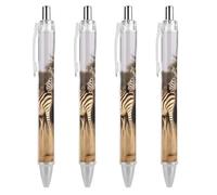 Zebras On South Africa Ballpoint Pens Black Medium Point 0.55mm Ball Point Pen Retractable Office Pens with Super Soft Grip Writing Ink Pen for Men Women 4 PCS