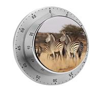 Zebras On South Africa Kitchen Timer - Mechanical Visual Timer, Stainless Steel Digital Timers with Magnetic Base Egg Timers for Hard Boiled Eggs 60-Minute Countdown Kitchen Clock for Cooking