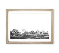 Zebras Roaming in Kenya in Abstract Framed Print | A2 Oak Framed Wall Art | Ready to Hang | Abstract Animal Picture | Living Room Bedroom Lounge Office