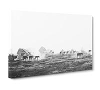 Zebras Roaming In Kenya In Abstract Modern Art Canvas Wall Art Print Ready to Hang, Framed Picture for Living Room Bedroom Home Office Décor, 20x14 Inch (50x35 cm)