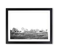 Zebras Roaming In Kenya In Abstract Modern Art Framed Wall Art Print, Ready to Hang Picture for Living Room Bedroom Home Office Décor, Black A3 (46 x 34 cm)