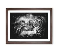 Zebras Vol.1 Paint Splash Modern Art Framed Print | A2 Walnut Framed Wall Art | Ready to Hang | Modern Animal Picture | Living Room Bedroom Lounge Office