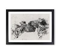 Zebras Vol.1 Watercolour Framed Print | A2 Black Framed Wall Art | Ready to Hang | Modern Animal Picture | Living Room Bedroom Lounge Office