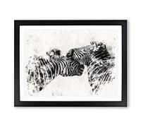Zebras Vol.1 Watercolour Modern Framed Print | A4 Black Framed Wall Art | Ready to Hang | Modern Animal Picture | Living Room Bedroom Lounge Office