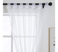 ZebraSmile 1 Panel Tab Top Voile Curtains Loop Sheer Curtains Transparent Window Drapes for Living Bedroom Divide Wedding Big Window Curtains White 88(H) X55(W) in