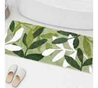 ZebraSmile Large Bathroom Runner Rugs 24x60 inch, Sage Green Leaves Microfiber Bath Mat, Water Absorbent Extra Long Bath Runner Rug with Non Slip Back for Bathtub Shower Bedroom Floor