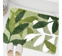 ZebraSmile Sage Bathroom Rugs Green Leaves Bath Mat Soft & Water Absorbent Bath Rug with Non Slip Back for Wash Basin Shower Room Bathroom Floor Bedroom Doormat