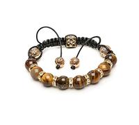 Zebredellas A116 Unique 10 mmTiger Eye Gemstone Gold Rhinestone spacer Beaded Macrame Bracelet Ladies Hand-Made in Britain Zodiac Capricorn Leo Birthstone July 22 Aug 21