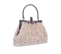 Zebrum Womens Evening Clutch Bag Designer Evening Handbag Hand Bag,Lady Party Wedding Clutch Purse by Zebrum, Vintage Style Beaded and Sequined-champagne
