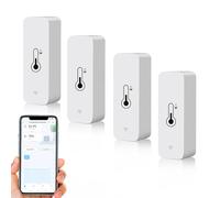 Zecamin WiFi Smart Thermometer & Hygrometer, Mini Digital Indoor Temperature & Humidity Sensor, Room Temp & Humidity Monitor, Compatible with Alexa & Google Home. 4PCS
