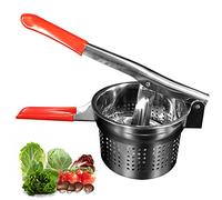 ZECARFA Stainless Steel Vegetable Squeezer, Upgrade Non-Slip Red Silicone Handle,Filling Pancakes,etc. (Upgrade 40oz)