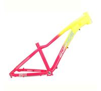 ZECHAO 26inch Hardtail Mountain Bike Frame, Aluminum Alloy Rigid Frame DH/XC Thru Axle 12 * 142mm Disc Brake Frame(Pink yellow)