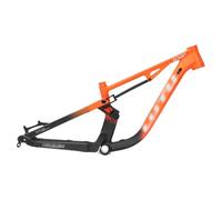 ZECHAO Aluminium Alloy 24in Mountain Bike Soft Tail Frame, Thru Axle 12 * 148mm All Terrain Suspension Off-road Frame Seat Tube 31.6mm(Orange,No shock absorber)