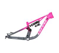 ZECHAO Aluminium Alloy 24in Mountain Bike Soft Tail Frame, Thru Axle 12 * 148mm All Terrain Suspension Off-road Frame Seat Tube 31.6mm(Pink,With shock absorbers)