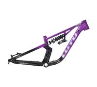 ZECHAO Aluminium Alloy 24in Mountain Bike Soft Tail Frame, Thru Axle 12 * 148mm All Terrain Suspension Off-road Frame Seat Tube 31.6mm(Purple,With shock absorbers)