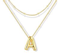 ZECICO Bubble Letter Necklace - Personalized Initial Pendant for Women A-Z