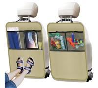 Zecirl 2 Pack Kick Mat Backseat Protector,Back Seat Cover for Kids,Car Seat Back Protectors with 2 Pocket Storage Organizer for Car, SUV, Minivan or Truck Seats (Beige)