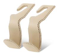 Zecirl Car Purse and Coat Hanger - 2Pack Beige Leather Hooks for Hanging Purses, Bags and Coats