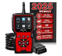 Zecirl V519 OBD2 Diagnostic Scanner Tool - Vechicle Check Engine Light Code Reader with Battery Voltage Tester, I/M Readiness, Reset, and Code Eraser for All OBDII Car Since 1996 Red