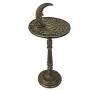 Zeckos 23 inch Tall Bronze Finish Cast Iron Sun, Moon Face and Stars Celestial Sundial - Decorative Garden Pedestal Sun Clock - Great Accent For Outdoor Décor
