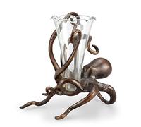 Zeckos Antique Bronze Finish Fluted Octopus Bud Vase