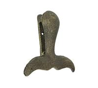 Zeckos Bronze Finish Cast Iron Whale Tail Door Knocker: Decorative Coastal Nautical Accent for a Welcoming Home Entrance - Easy Installation - 5.5 Inches High