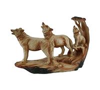 Zeckos Howling Wolf Family Carved Wood Look Resin Statue