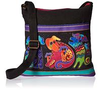 Zeckos Laurel Burch Artistic Totes Crossbody, 10-inch, Dogs and Doggies, Canvas, Multicolor, M