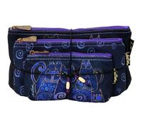 Zeckos Laurel Burch Cosmetic Bag, Indigo Cats, Set of 3, Cotton Blend, One Size