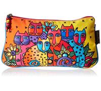 Zeckos Laurel Burch Cosmetic Bag Set, Feline Clan, 3-Pack, Linen, Multicolor