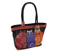 Zeckos Laurel Burch Shoulder Zipper Top, 15-inch, Feline Friends, Multicolour, 19 by 5 by 15 inch