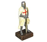 Zeckos Medieval Templar Knight in Battle Armor Painted Resin Statue Figurine - 10 Inches High - Capturing the Spirit of Medieval Courage, Chivalrous Valor and Honor