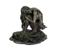 Zeckos Siren Solitude Mermaid Sitting On Rock Bronze Finish Statue