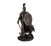 Zeckos Spartan King Leonidas With Sword and Shield Bronzed Statue - 10 Inch
