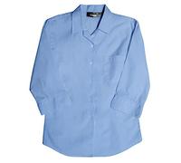 Zeco Quality Girls Easy Iron Generous Fit School Revere Collar, 3/4 Length Sleeve, Blue 32in Chest
