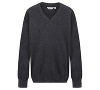 ZECO Unisex Kids Cotton Mix Knitted V Neck School Jumper (Kids: 3-13+ Years, Adults: XS to 3XL) Grey