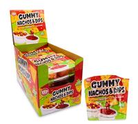 Zed Candy 12 x 51g Gummy Nachos & Dips, Gummy nachos with sour sauce and | Chewy fruit-flavoured sweets for pick and mix displays and party favours