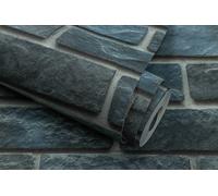 Zed Décor Zed Decor Vintage Rustic Blue Brick Smooth Vinyl Wallpaper 571404