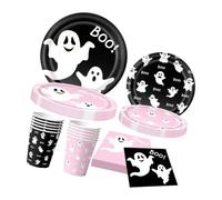 ZEDBRAND Holiday Dining Tableware Set, 4 piece Set | Halloween Paper Plates Cups Napkins for Classroom Parties, Dessert Serving, Family Gatherings