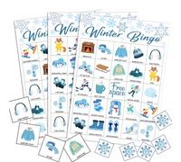 ZEDEV Winter Bingo Cards for Adults Large Group, 24 Pcs Christmas Snowflake Bingo Cards, Winter Holiday Games for Family Nights, Classroom Party, Holiday Entertainment, Christmas Party Favors -11