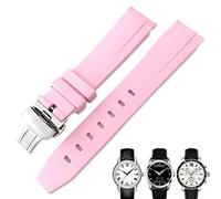 ZEDEVB 19mm 20mm Curved End Rubber Watchband for Tissot 1853 Lelocle PRC200 Rolex Submariner Hamilton Omega Waterproof Watch Strap(Pink,19mm)