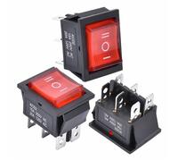 ZEDEVB 3Pcs 3 Position Rocker Toggle Switch DPDT 6 Pin AC 125V/10A 250V/16A ON-Off-ON with LED Light KCD2-203N(Red)