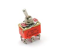 ZEDEVB 5Pcs E-TEN1322 15A/250V 6 pin Waterproof Switch Cap On-Off-On Miniature Toggle Switches