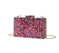 ZEDEVB Acrylic Evening Bag Fashionable And Atmospheric Clutch Bag Chain Shoulder Messenger Bag Women's Mobile Phone Bag(Colorful rose red)
